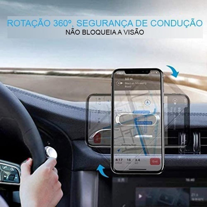 GripLock 360™ - Suporte Magnético Inteligente para Celular: Seguro nas Curvas, Firme nas Frenagens